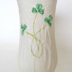 Irish Porcelain Shamrock Vase Belleek Model 2071